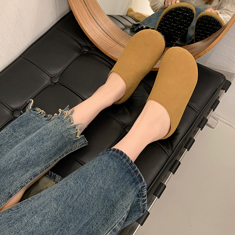 レディーススリッポン 幅広対応 秋冬新作 レディース ラウンドトゥ ぺたんこスリッポンサンダル