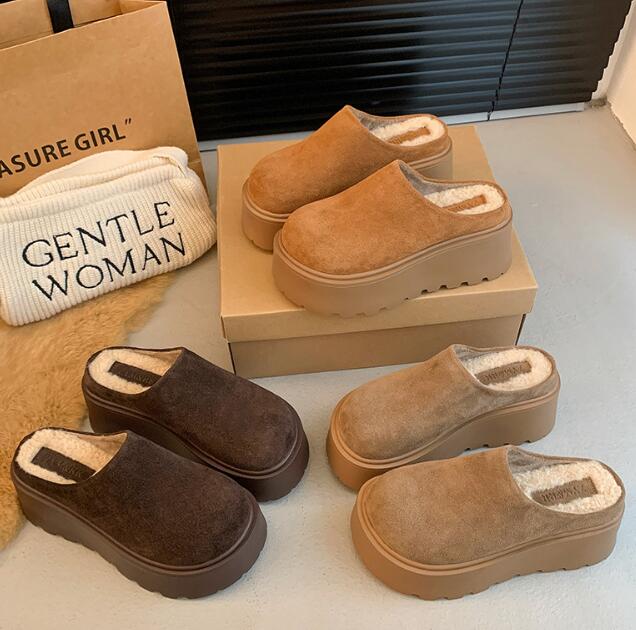 レディーススリッポン 裏ボア厚底スリッポン保温靴3色展開