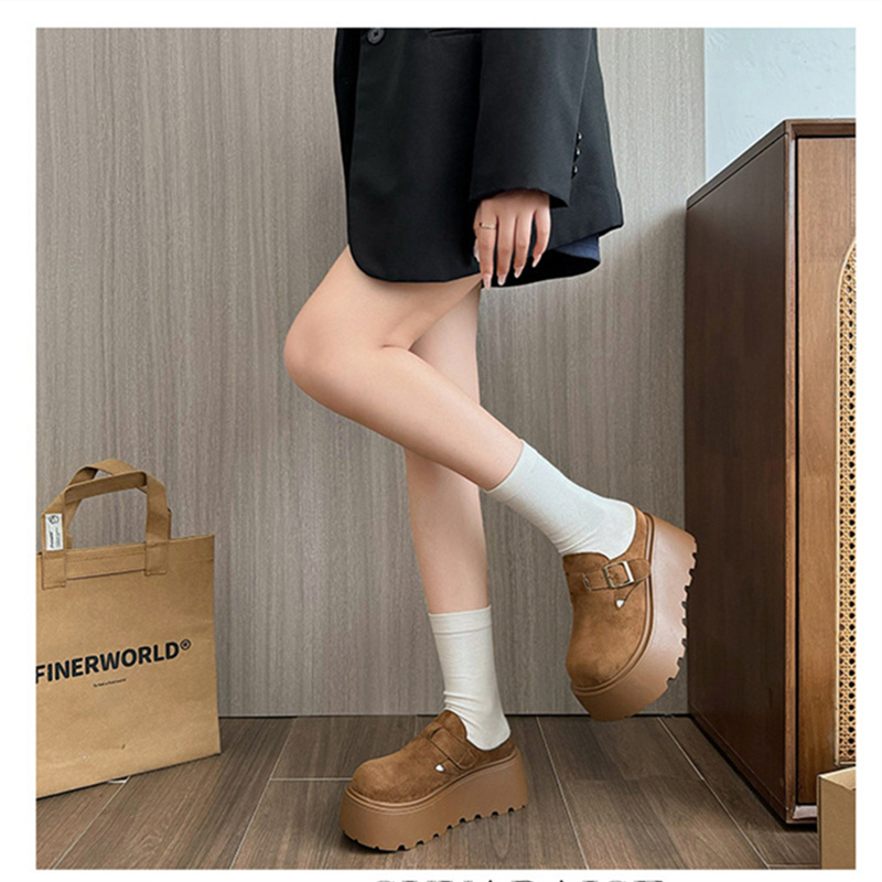 レディーススリッポン 幅広対応 裏起毛厚底スリッポン ベロア調レディースシューズ