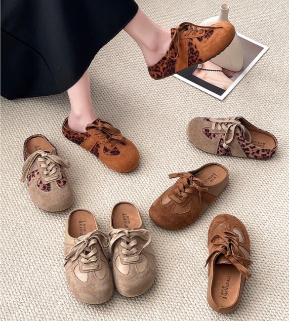 レディーススリッポン 紐付きミュール つっかけ