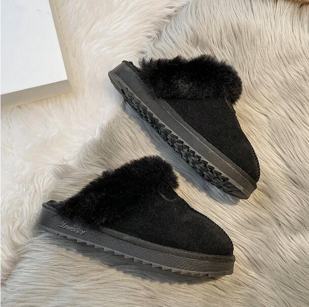 レディーススリッポン 幅広ムートンスリッパ もこもこ暖かい冬用洗えるルームシューズ