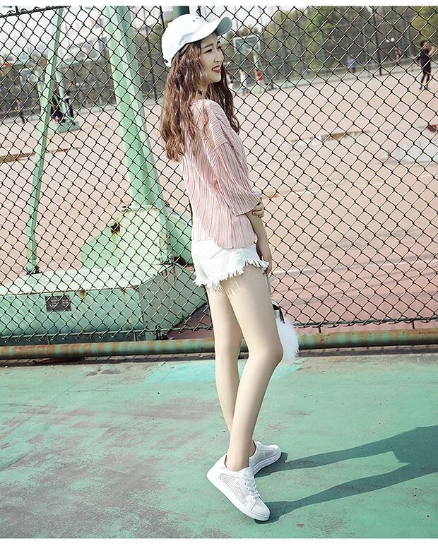 レディーススリッポン 厚底メッシュ運動靴 白 脱ぎ履き簡単 美脚効果 レディース