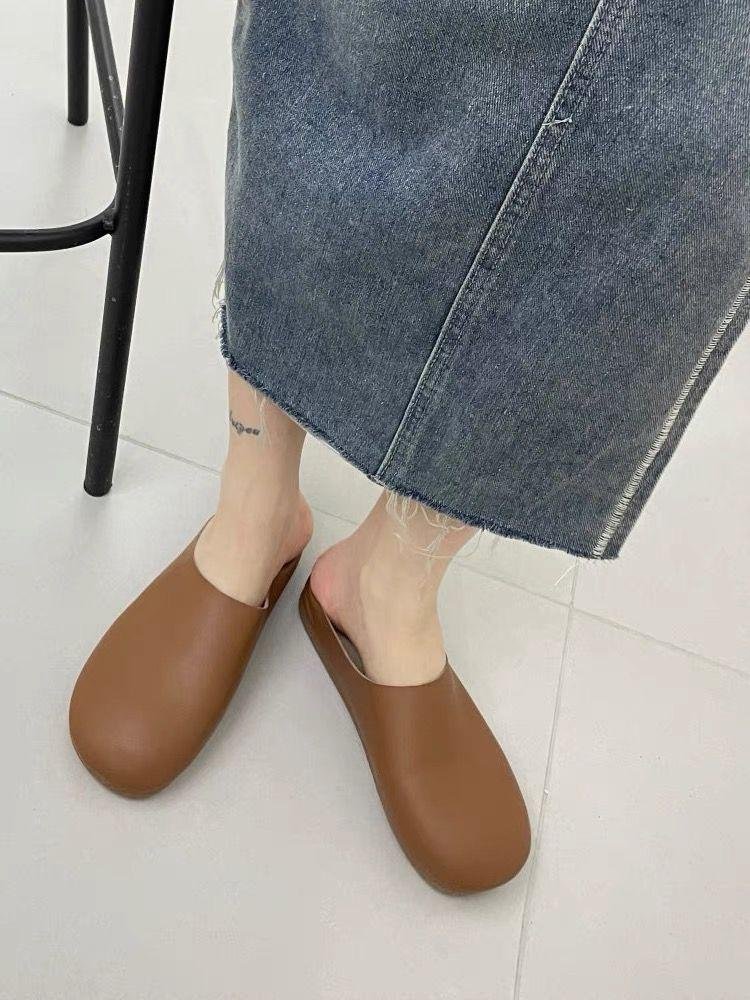 レディーススリッポン 幅広ぺたんこサンダル レディース かかとなし ソフト素材 ミュール