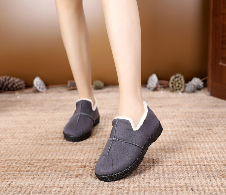 レディーススリッポン 暖か裏起毛付き幅広設計冬用レディーススリッポン