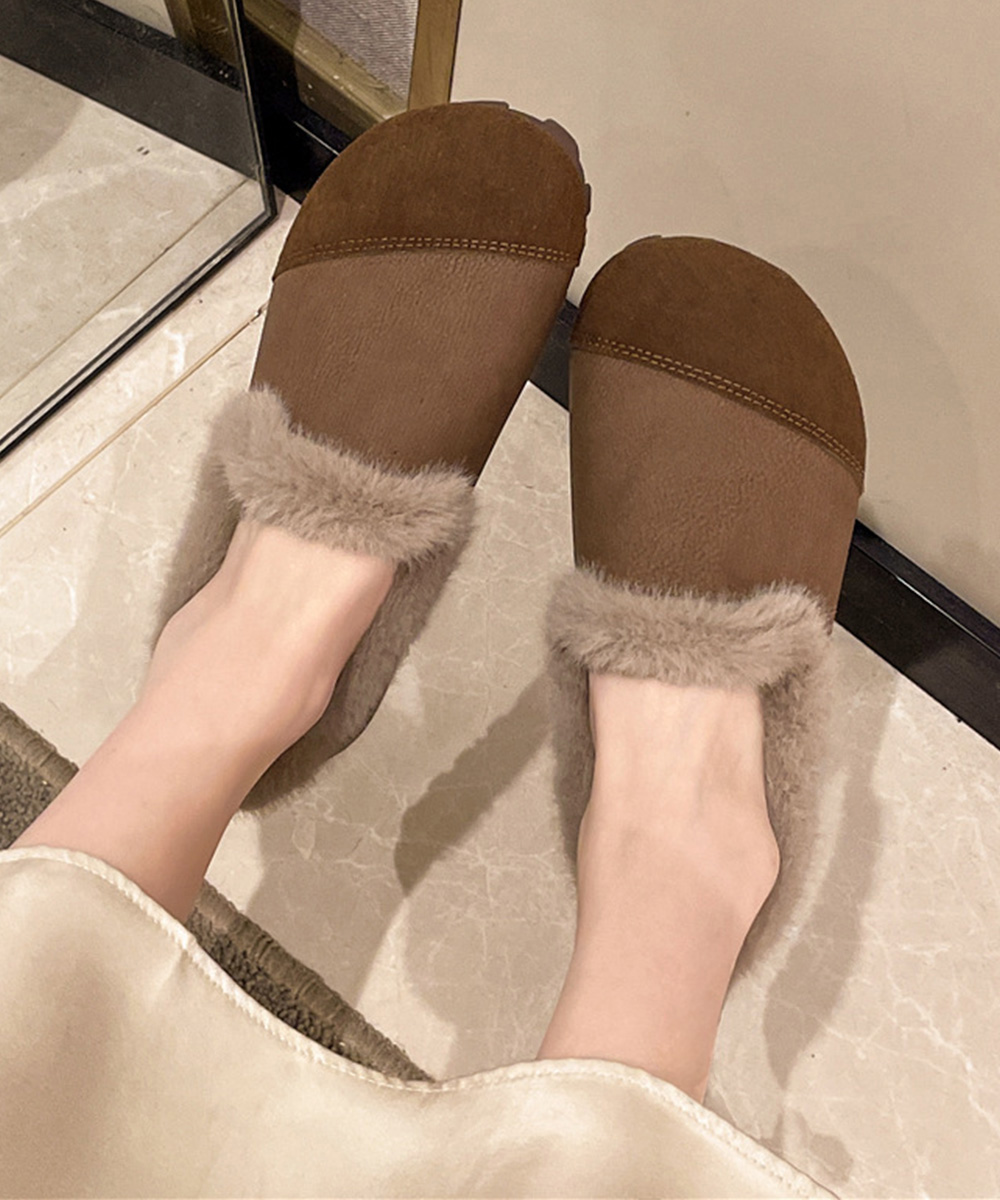 レディーススリッポン 幅広モカシン 女性用 裏起毛 暖かい冬用履物