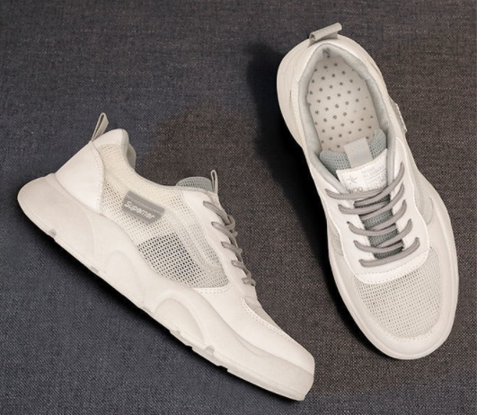 レディーススリッポン 厚底軽量メッシュスニーカー白グリーン秋冬新作シンプル