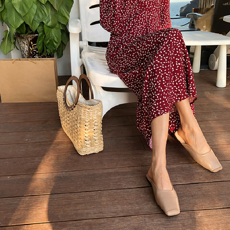 レディーススリッポン 幅広対応 角先平底歩きやすい履き心地抜群婦人靴