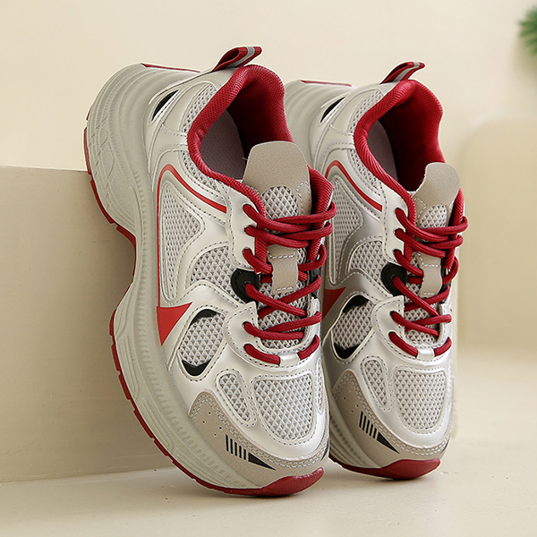 レディーススリッポン ２０２５新作レディース厚底網目紐靴運動靴美脚効果