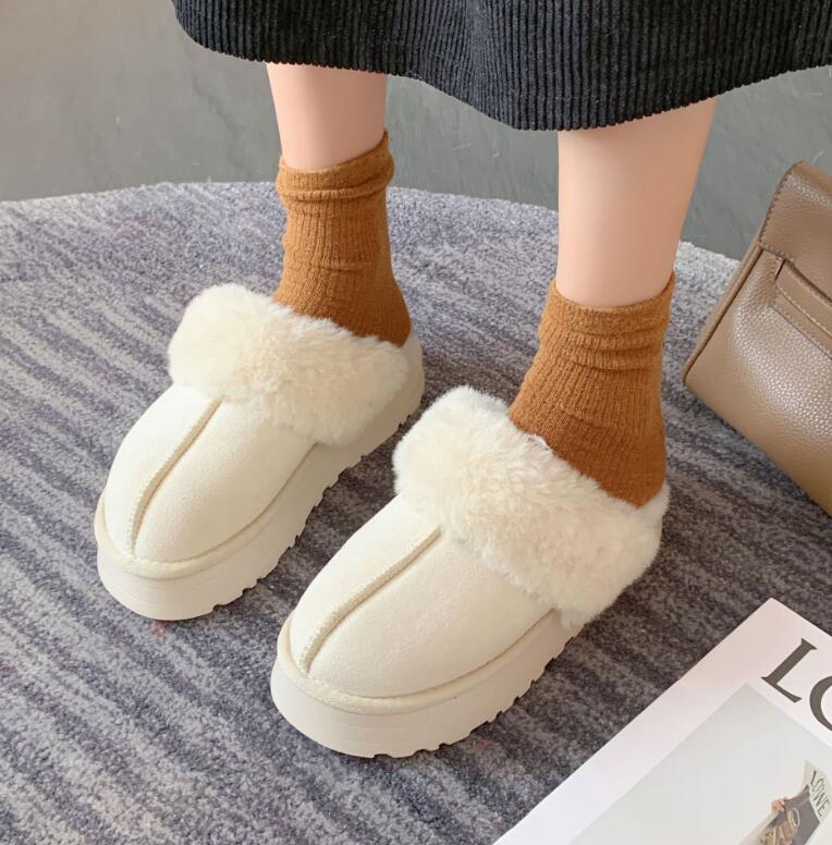 レディーススリッポン レディース厚底保温サンダル ふわふわもこもこ冬用外履き