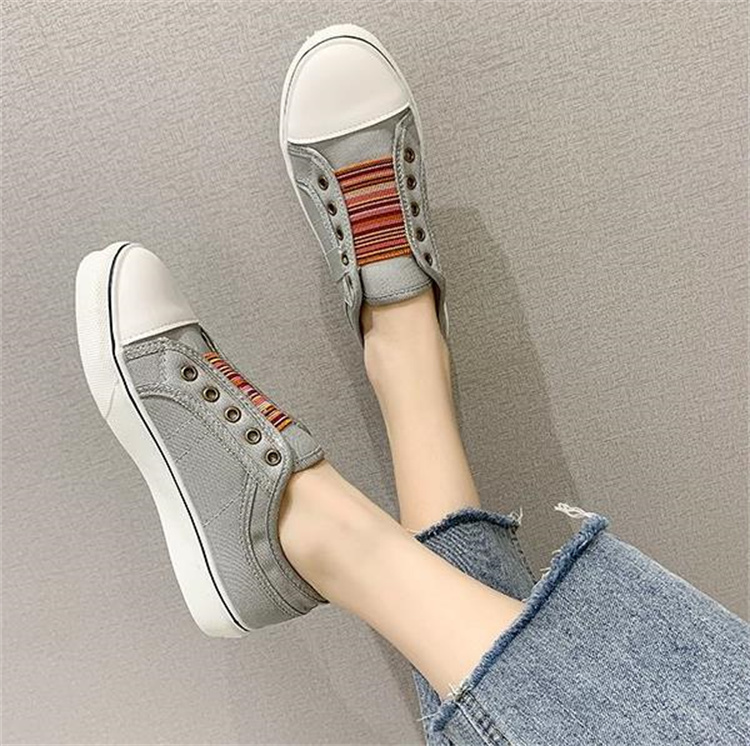 レディーススリッポン 防水ステッチング丸先カジュアル学生スリッポン