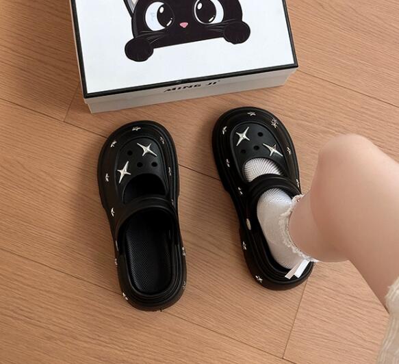 レディーススリッポン 幅広対応女性用厚底つっかけサンダル お出かけ履き