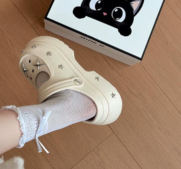 レディーススリッポン 幅広対応女性用厚底つっかけサンダル お出かけ履き