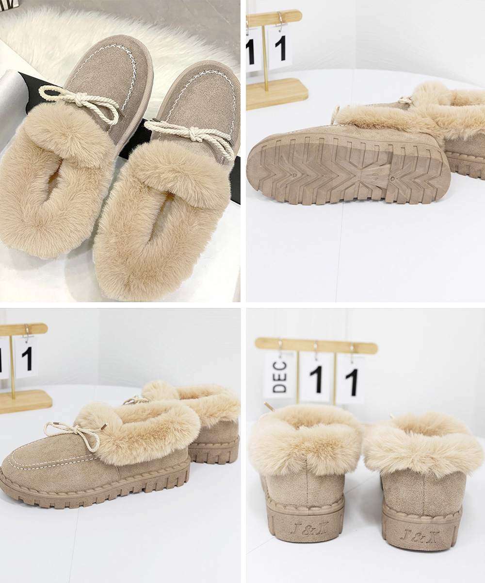 レディーススリッポン 幅広対応 ふわふわボア モカシン 女性用 暖か冬靴