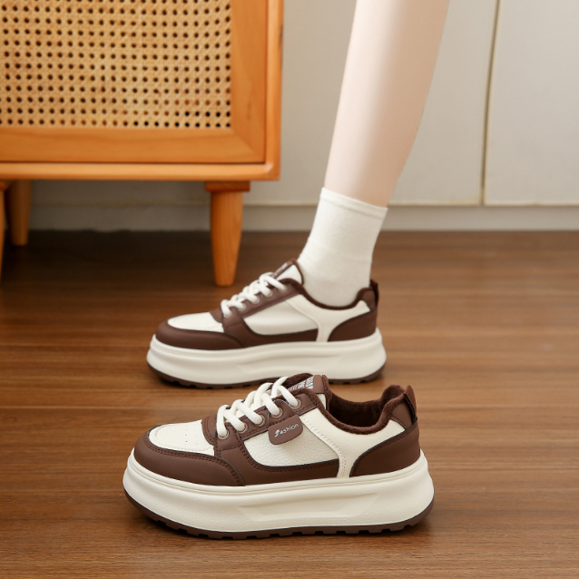 レディーススリッポン 新作女性用厚底紐靴 ボリューム底で美脚効果抜群