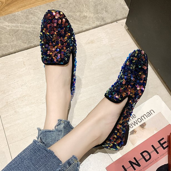 レディーススリッポン 幅広対応 スパンコール フラット スリッポン レディース 靴