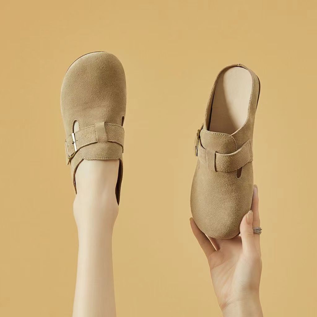 レディーススリッポン 幅広設計かかとなしフラットスリッパ靴