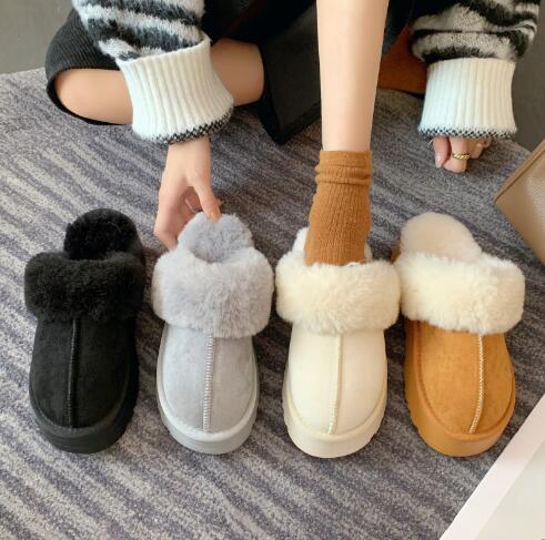レディーススリッポン レディース厚底保温サンダル ふわふわもこもこ冬用外履き