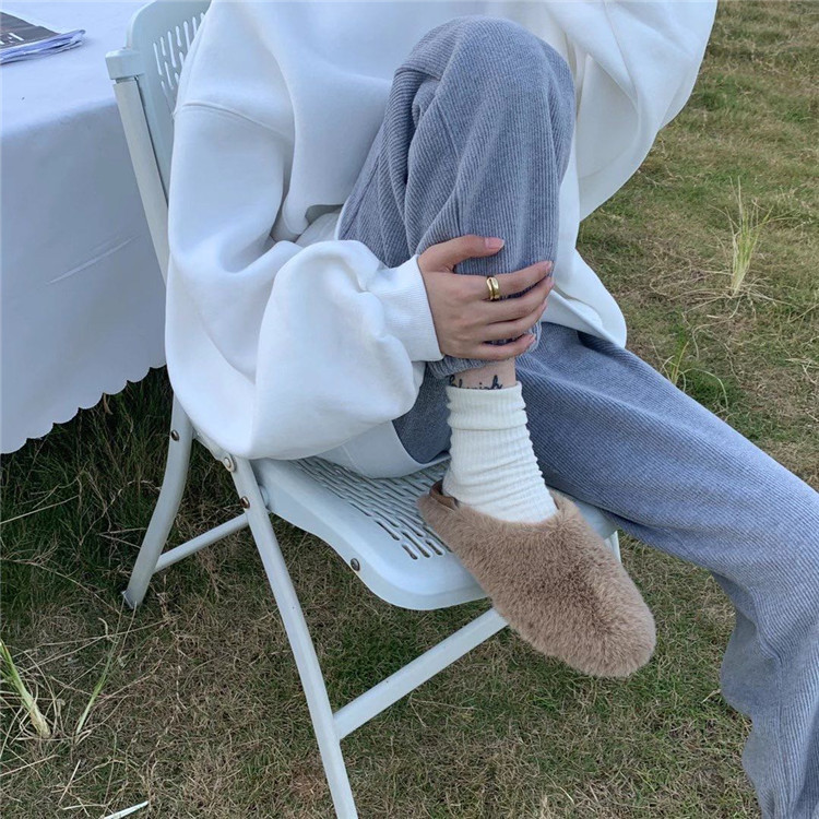 レディーススリッポン 幅広裏起毛スリッポン厚底暖かレディース靴