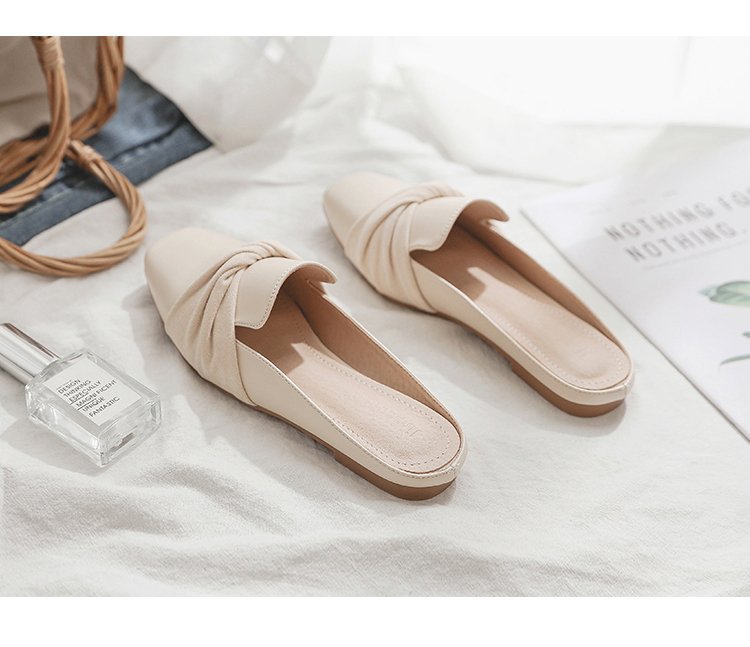 レディーススリッポン 幅広対応 レディース リボン付き スクエアトゥ フラットパンプス