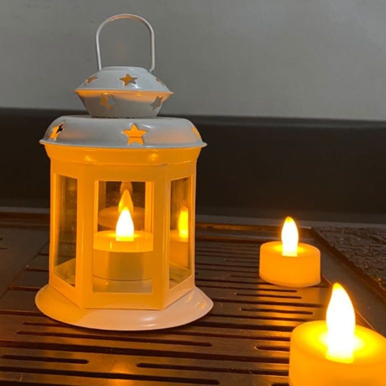 ランタン 星型透かし模様の六角形ランタンキャンドルホルダー