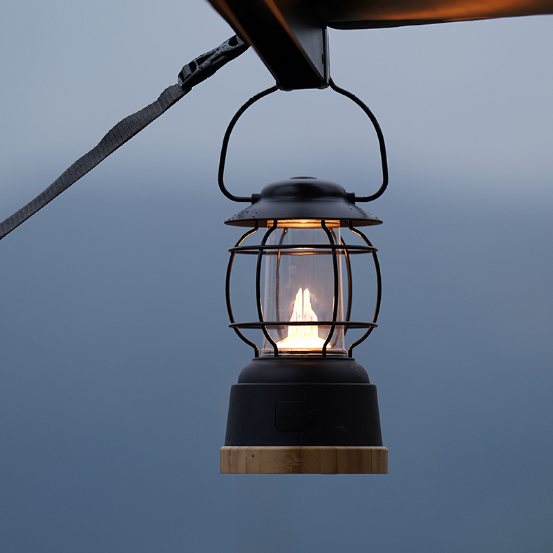 ランタン 揺らめく炎演出付き充電式吊り下げランタン