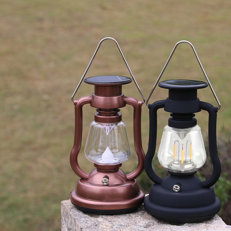 ランタン 太陽光充電式レトロ吊り下げランタン