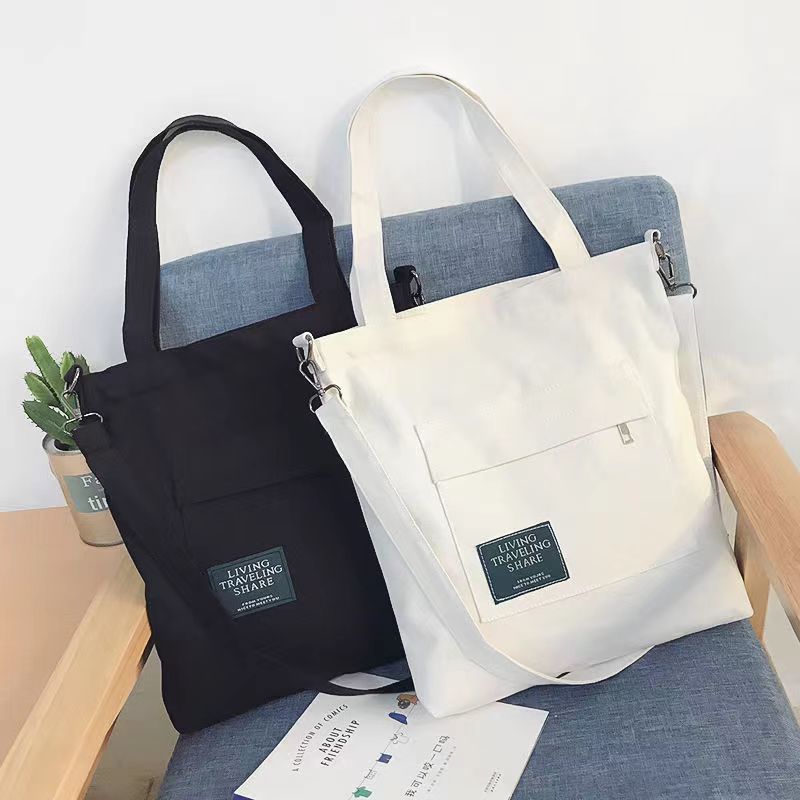 レディース帆布製肩掛けハンドバッグ２色展開