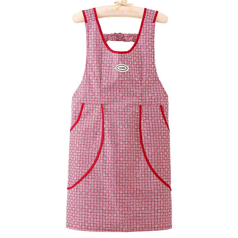 ガーデニング 格子織り模様の機能的ポケット付きエプロン