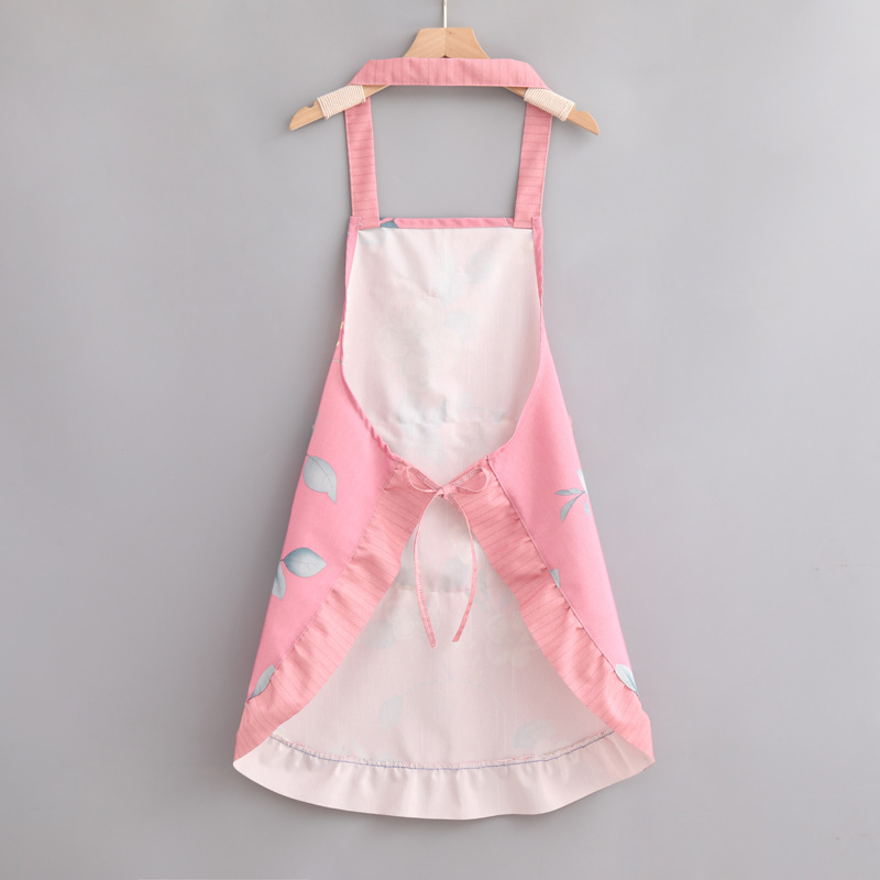 ガーデニング 花柄リボン付きフリル裾ガーデニングエプロン