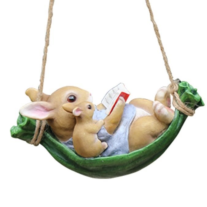 ガーデニング 読書うさぎの揺りかごオーナメント