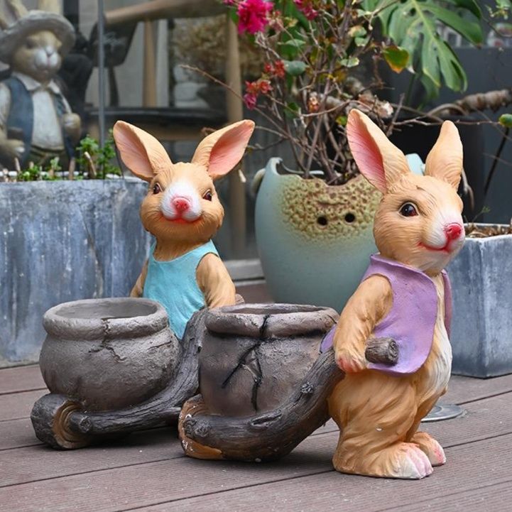 ガーデニング 仲良し兎の小さな庭師のオーナメント