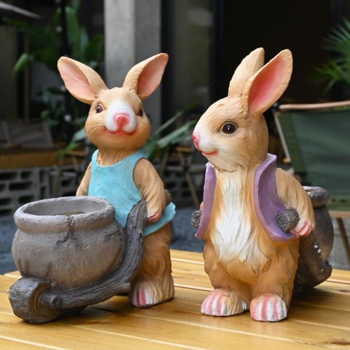 ガーデニング 仲良し兎の小さな庭師のオーナメント