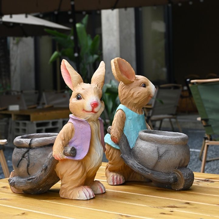 ガーデニング 仲良し兎の小さな庭師のオーナメント