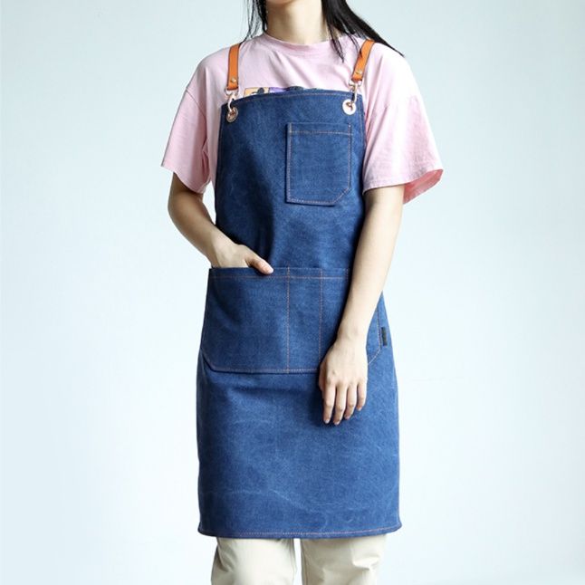 ガーデニング デニム風胸当て付き多機能ガーデニングエプロン