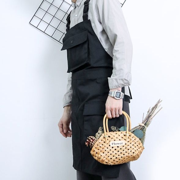 ガーデニング 多機能ポケット付き胸当てエプロン