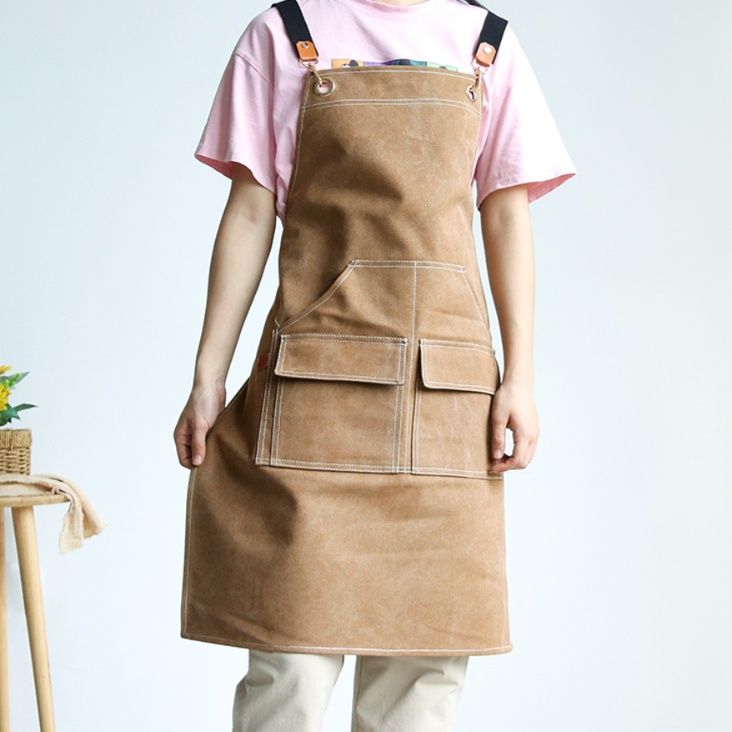 ガーデニング 多機能ポケット付き胸当て式作業用エプロン