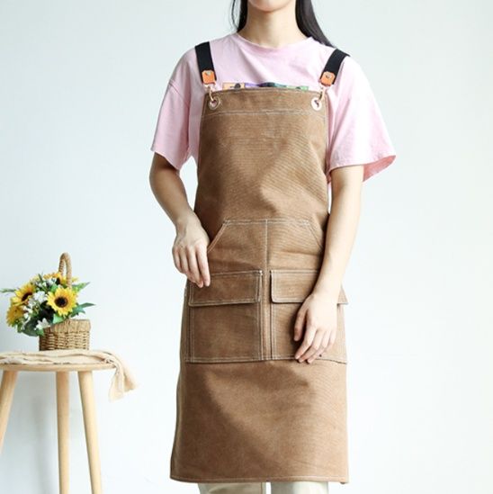 ガーデニング 多機能ポケット付き胸当て式作業用エプロン