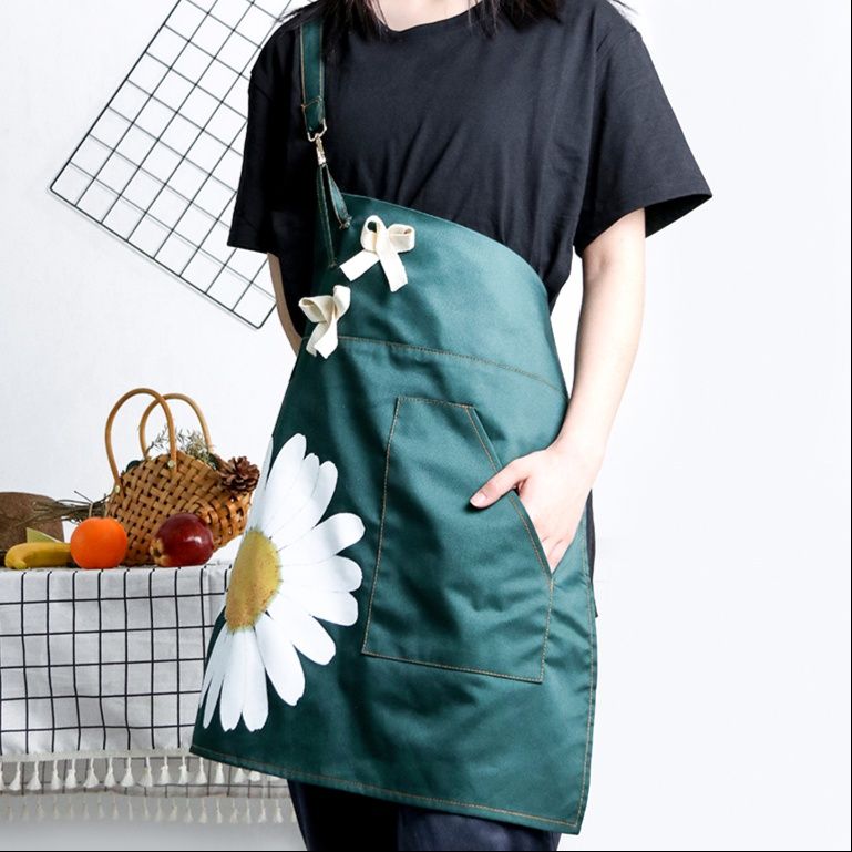 ガーデニング 花びら舞う可愛いリボン付き庭仕事用エプロン