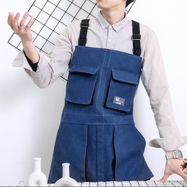 ガーデニング 多機能ポケット付き肩紐調整式作業エプロン