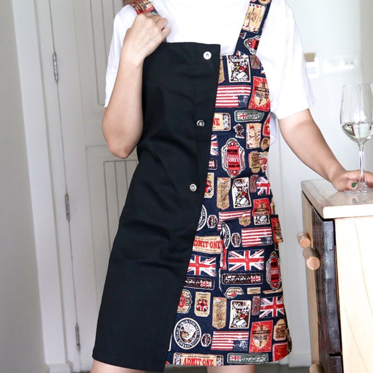 ガーデニング ヴィンテージワッペン風デザイン調整可能園芸エプロン