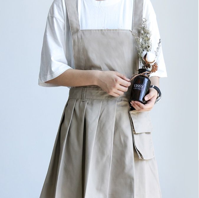 ガーデニング 多機能ポケット付きジャンパースカート風作業エプロン