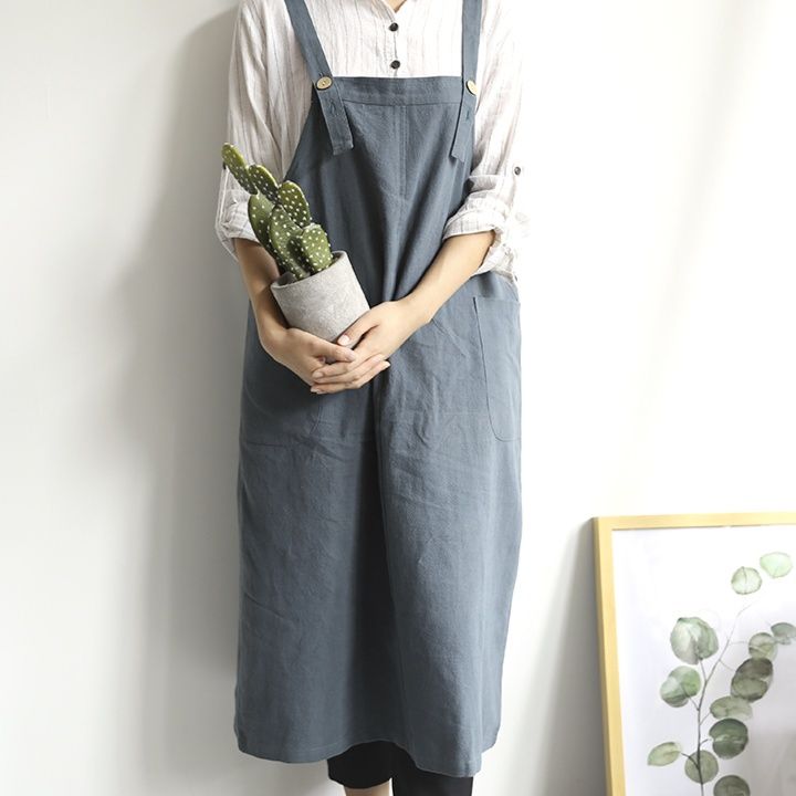 ガーデニング ナチュラルリネン風サロペット型ガーデン作業着