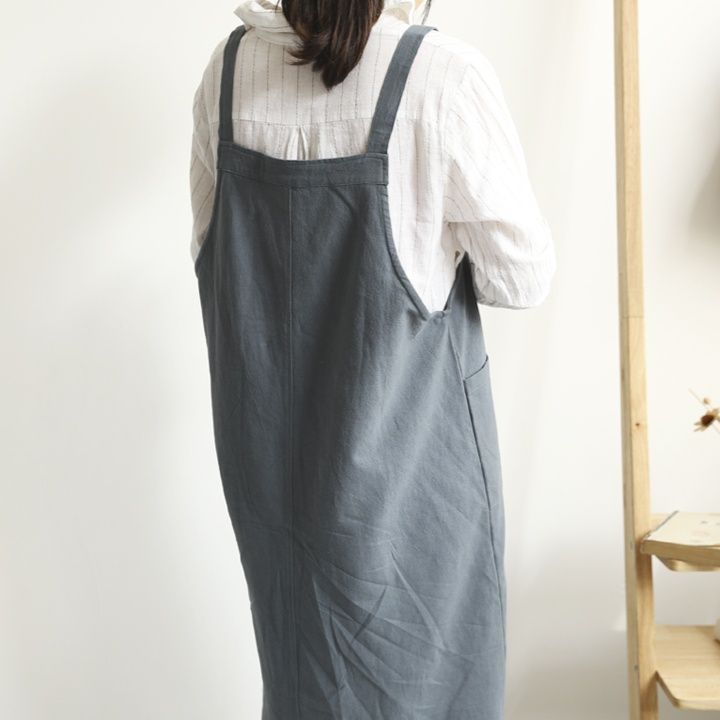 ガーデニング ナチュラルリネン風サロペット型ガーデン作業着
