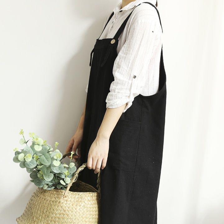 ガーデニング ナチュラルリネン風サロペット型ガーデン作業着
