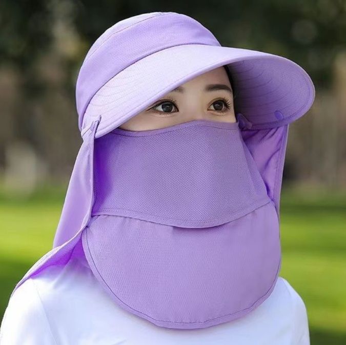 ガーデニング 多機能日除け付きガーデニング用つば広帽子