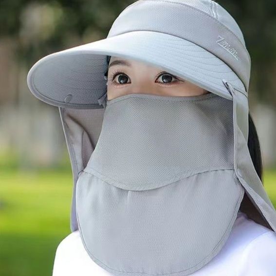 ガーデニング 多機能日除け付きガーデニング用つば広帽子