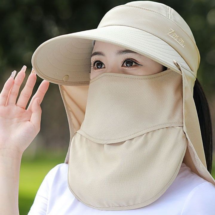 ガーデニング 多機能日除け付きガーデニング用つば広帽子