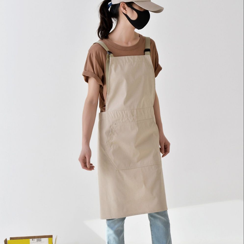 ガーデニング 綿素材の肩紐調節可能な作業用エプロン