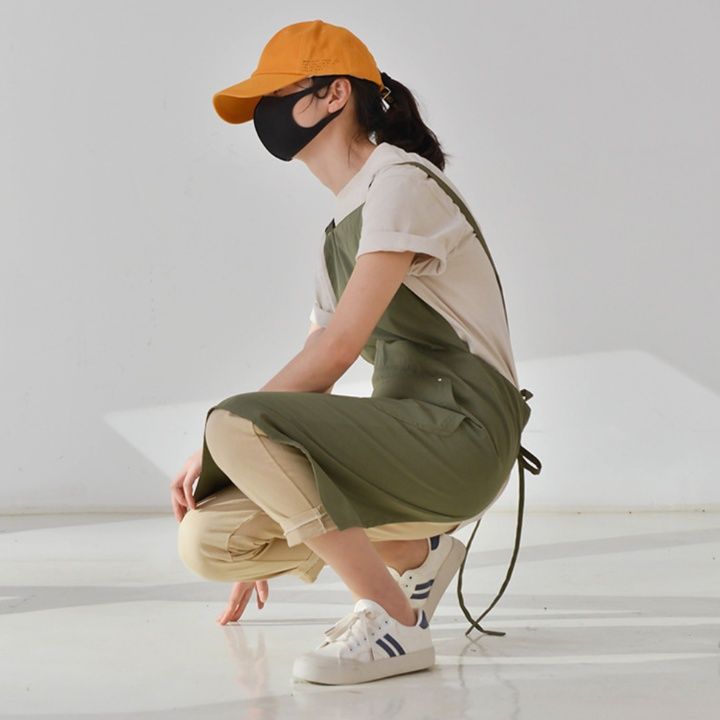 ガーデニング 綿素材の肩紐調節可能な作業用エプロン