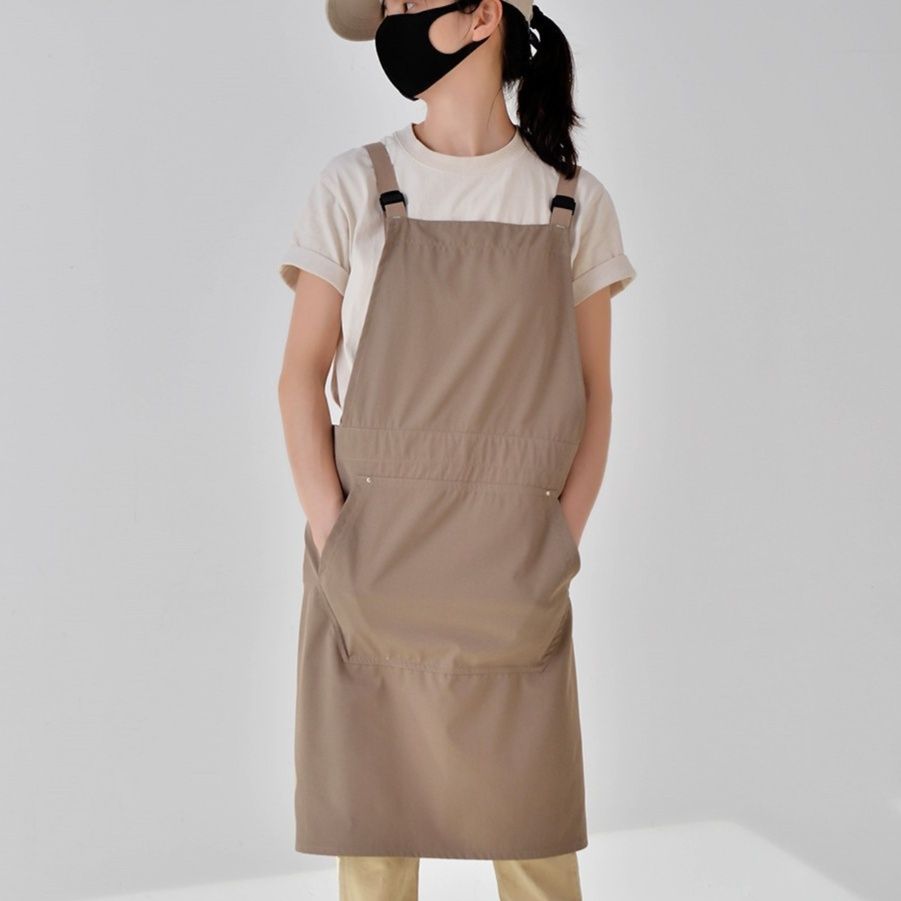 ガーデニング 綿素材の肩紐調節可能な作業用エプロン